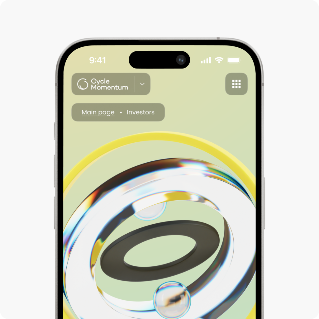 The smartphone showcases a colorful abstract design crafted by the Webgamma UX Agency, featuring navigation buttons labeled Main page and Investors, exemplifying cutting-edge web design.