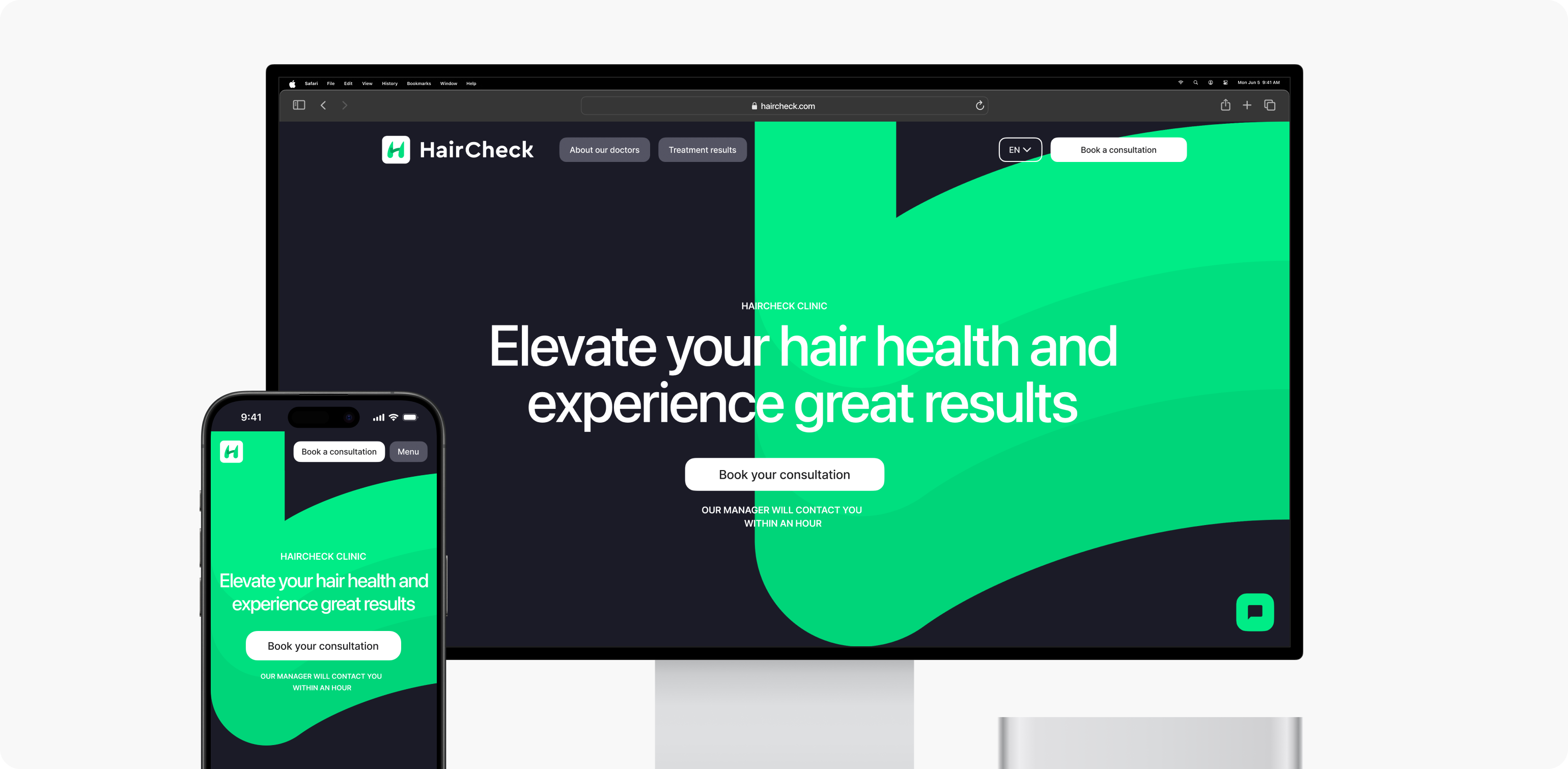 Experience top-tier web development with HairCheck's responsive website design, optimized for both smartphone and desktop screens. Seamlessly integrating UX design principles, the site ensures intuitive navigation and a user-friendly interface across all devices.