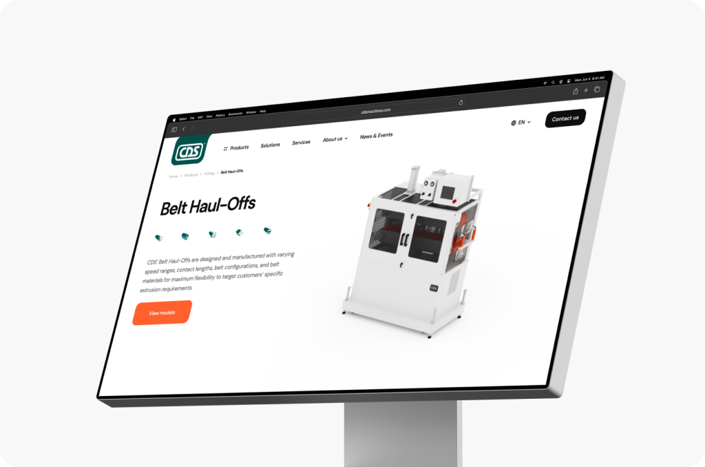 A desktop screen displays a sleek website focused on industrial downstream manufacturing, featuring a product image. Designed by a leading website design agency in Ottawa, the site embodies modern aesthetics and functionality.