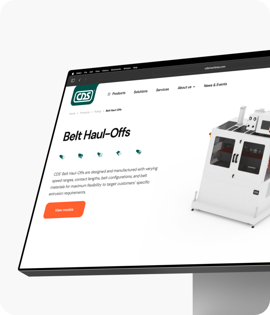 A desktop screen displays a sleek website focused on industrial downstream manufacturing, featuring a product image. Designed by a leading website design agency in Ottawa, the site embodies modern aesthetics and functionality.